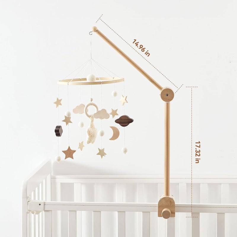 let's make Baby Crib Mobile Arm - Wooden Baby Mobile Crib Holder Height Adjustable for Hanging Baby Crib Attachment for Nursery Decor - Image 3